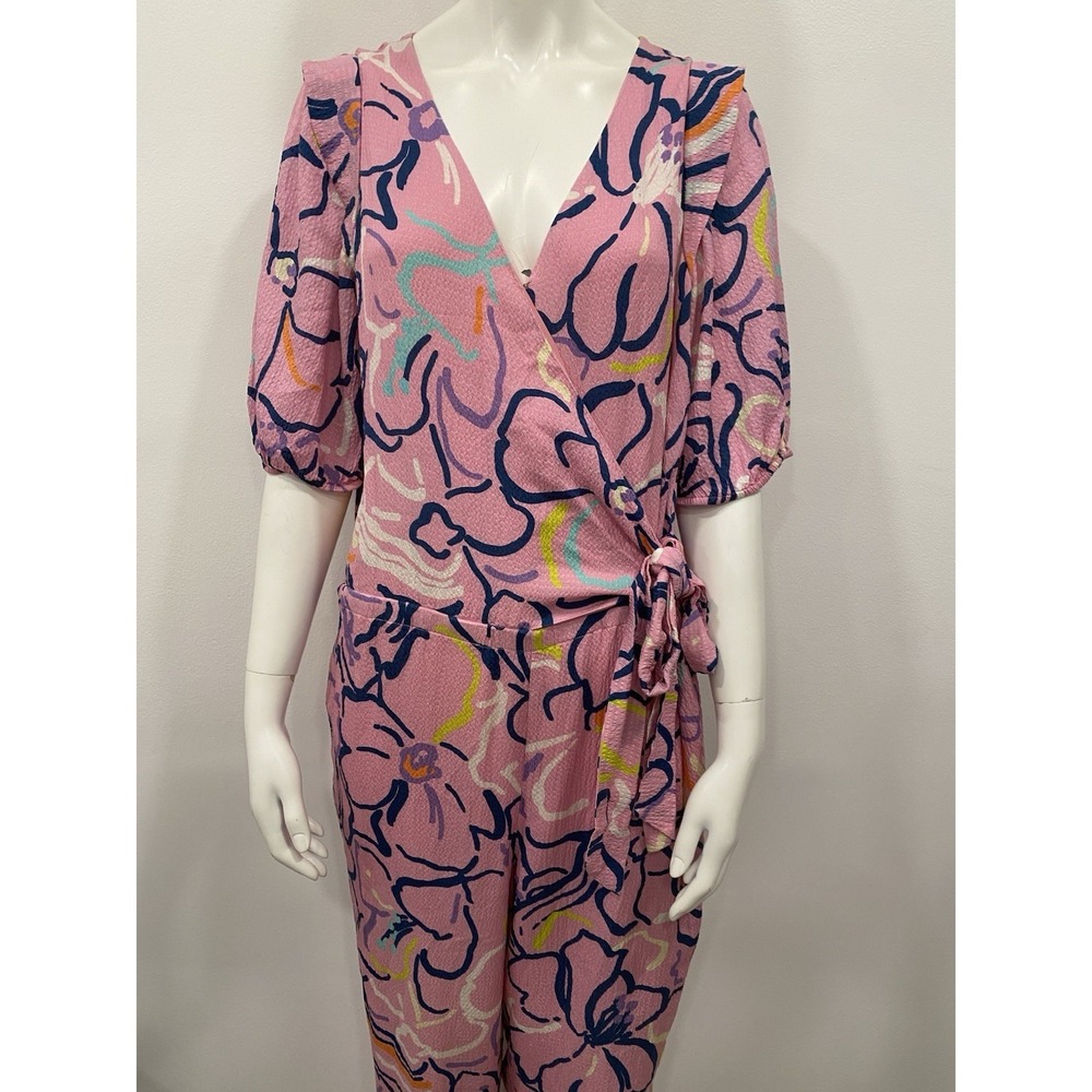 Tanya Taylor Jumpsuit SZ 6 Pink Floral Designer MSRP $595 100% Silk